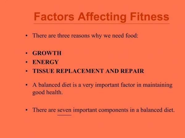 Factors Affecting Fitness