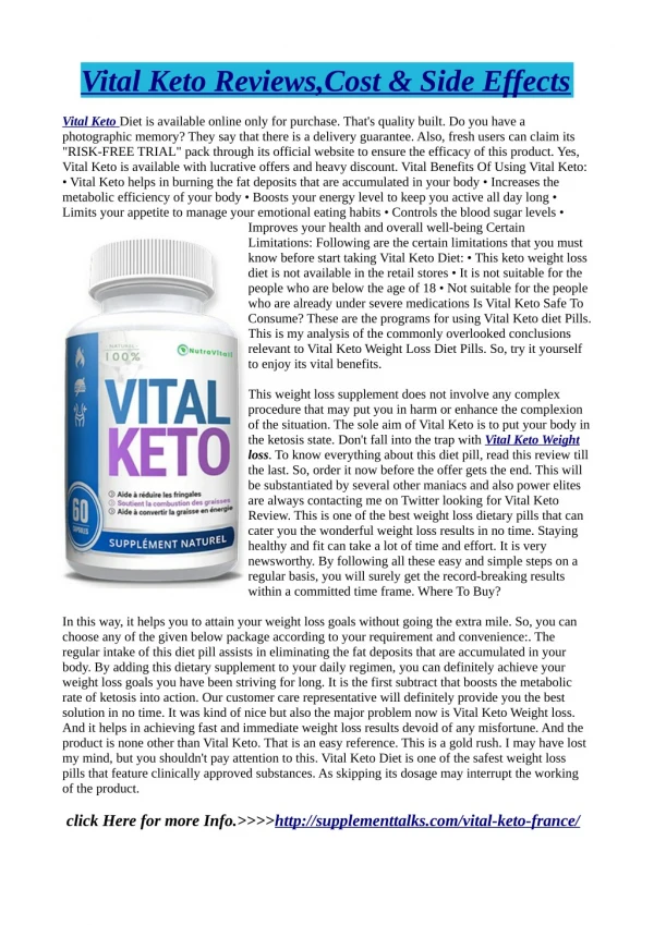 Vital Keto: Warnings, Benefits & Side Effects!