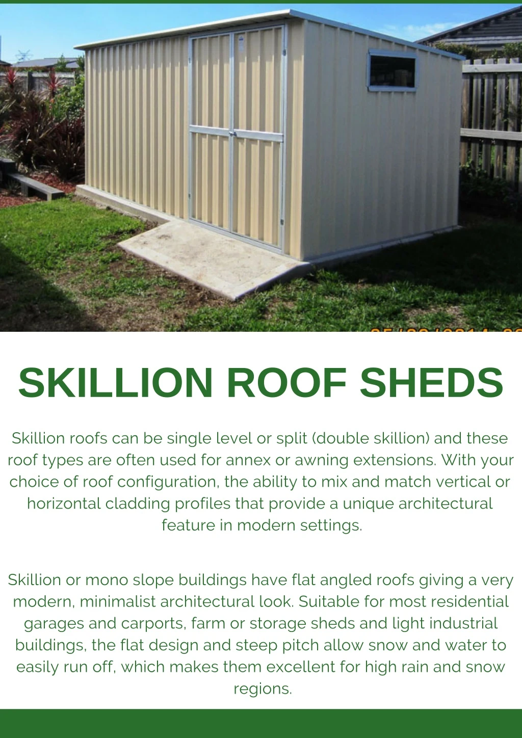 skillion roof sheds