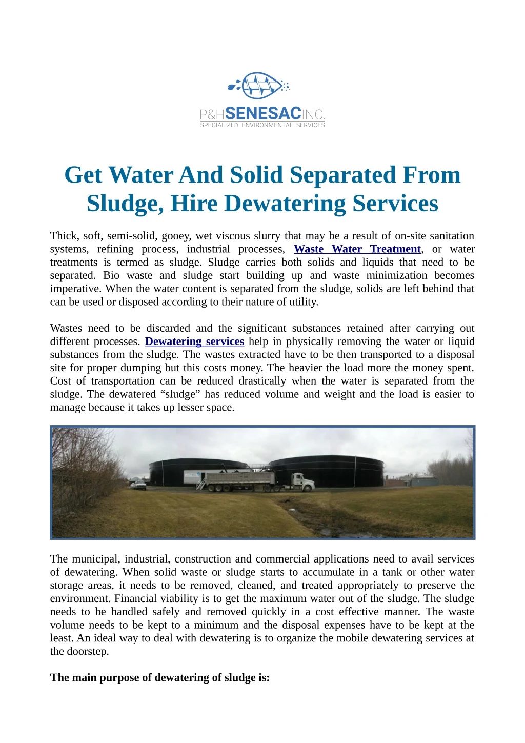 get water and solid separated from sludge hire