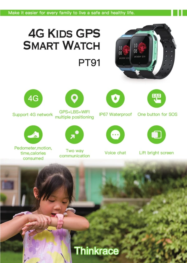 Best GPS watch for kids PT91 - ThinkRace