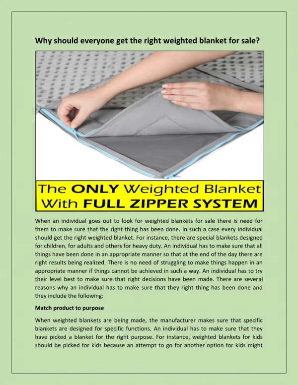 Why should everyone get the right weighted blanket for sale?