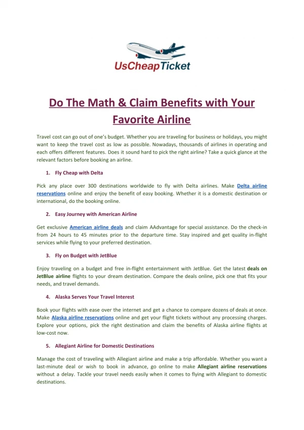 Do The Math and Claim Benefits with Your Favorite Airline