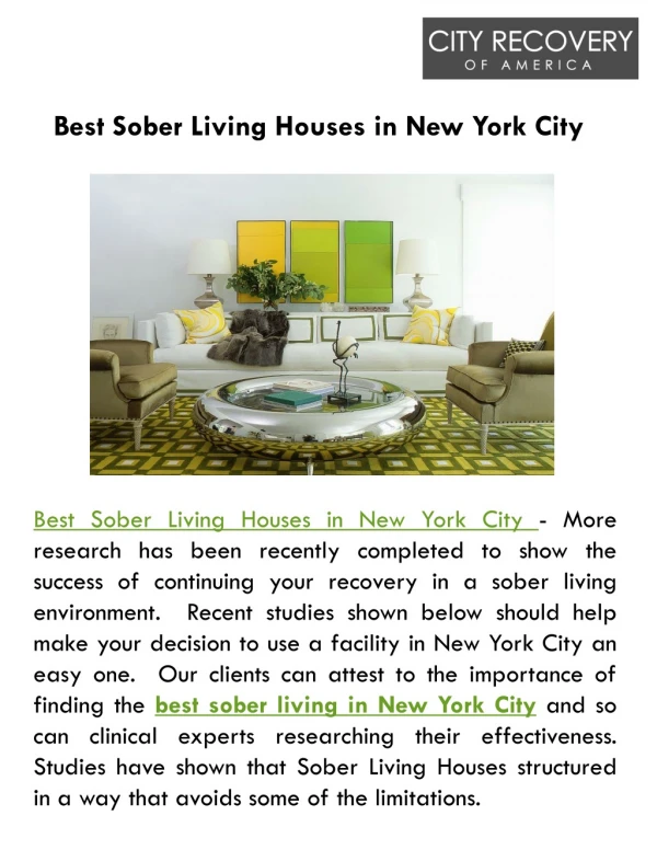 Best Sober Living Houses in New York City