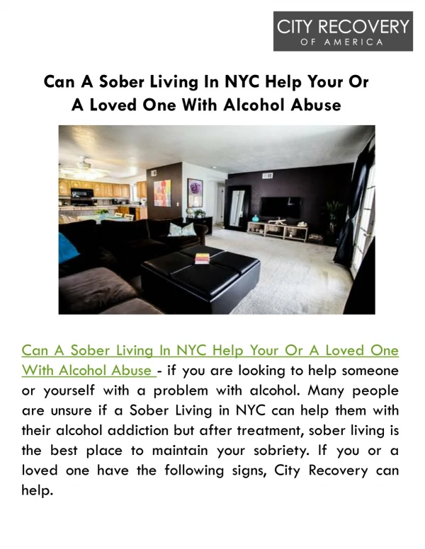 Can A Sober Living In NYC Help Your Or A Loved One With Alcohol Abuse?