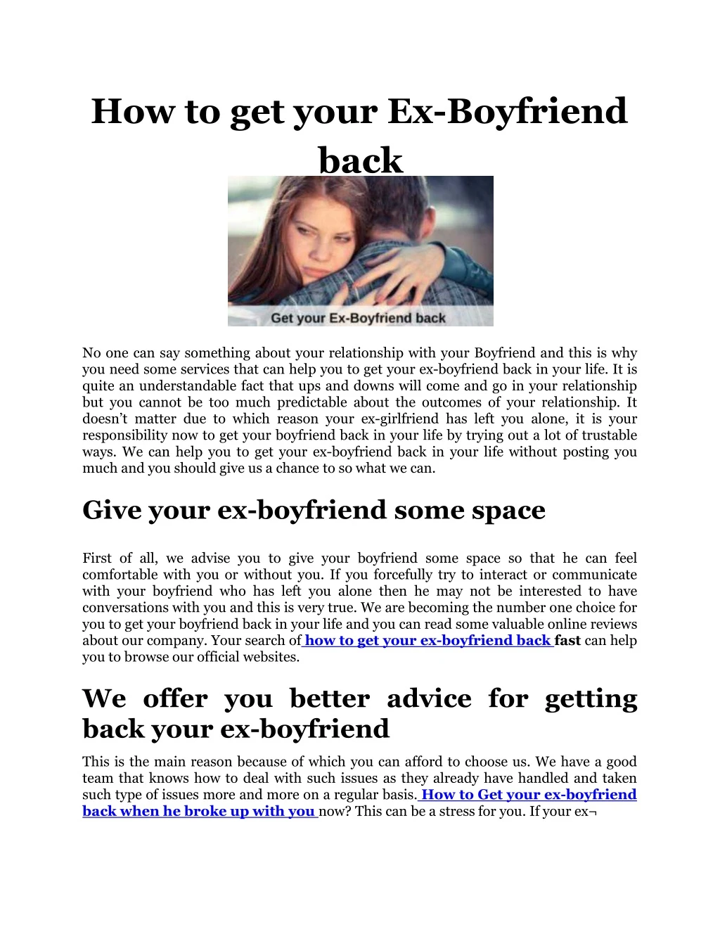 how to get your ex boyfriend back