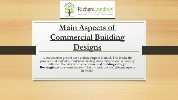 Main Aspects of Commercial Building Designs