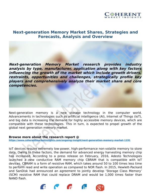 Next-generation Memory Market Shares, Strategies and Forecasts, Analysis and Overview