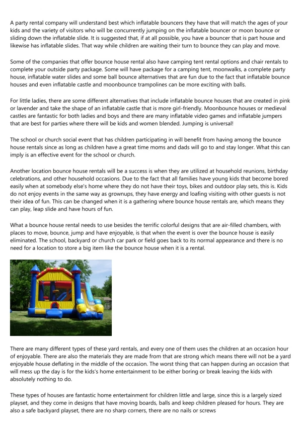 Benefits of Bounce House Rentals