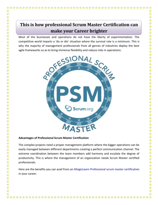 This is how professional Scrum Master Certification can make your Career brighter
