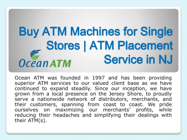 Buy ATM Machines for Single Stores | ATM Placement Service in NJ