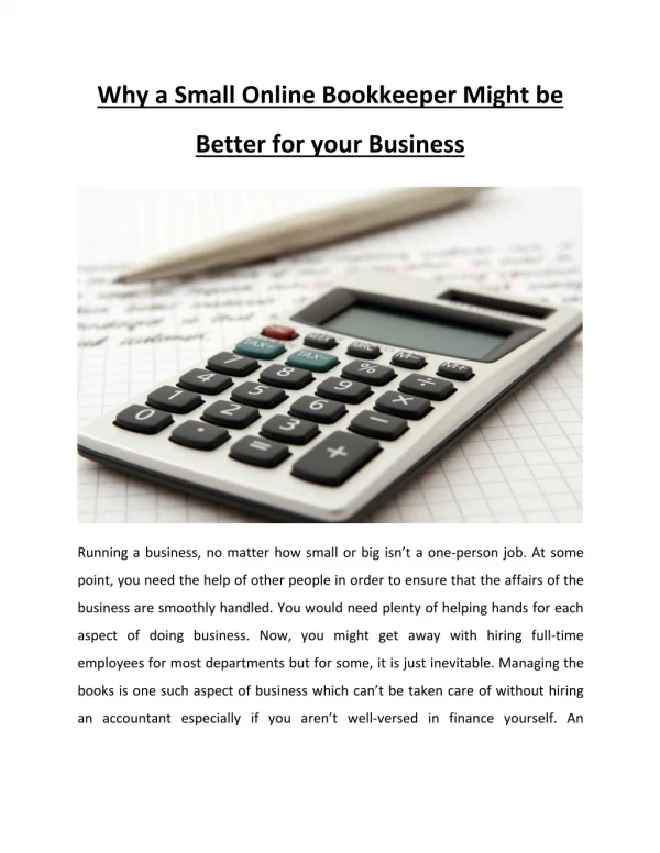 Why a Small Online Bookkeeper Might be Better for your Business