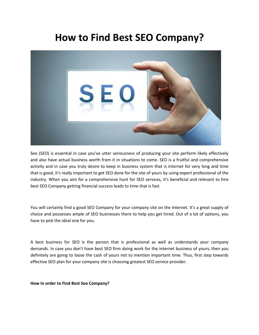 how to find best seo company