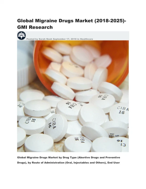 Global Migraine Drugs Market (2018-2025)-GMI Research