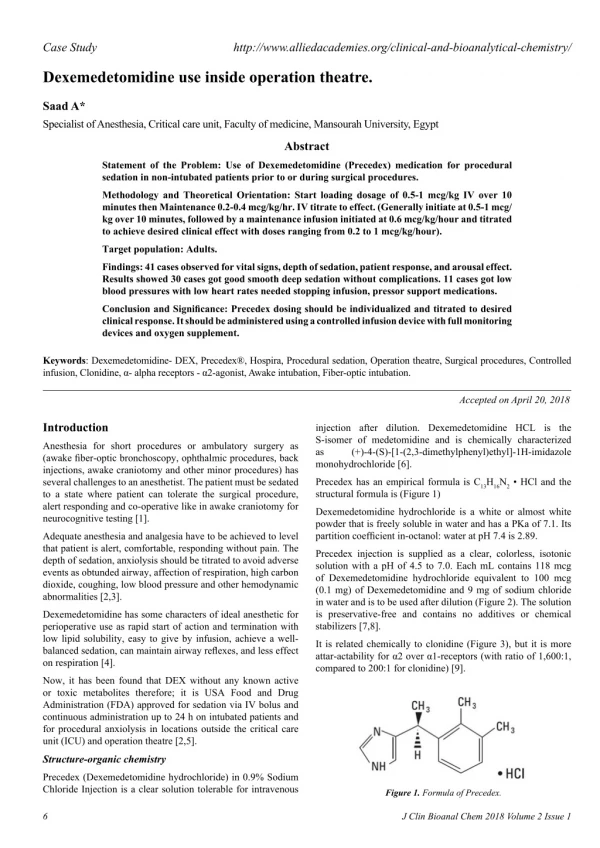 Dexemedetomidine use inside operation theatre