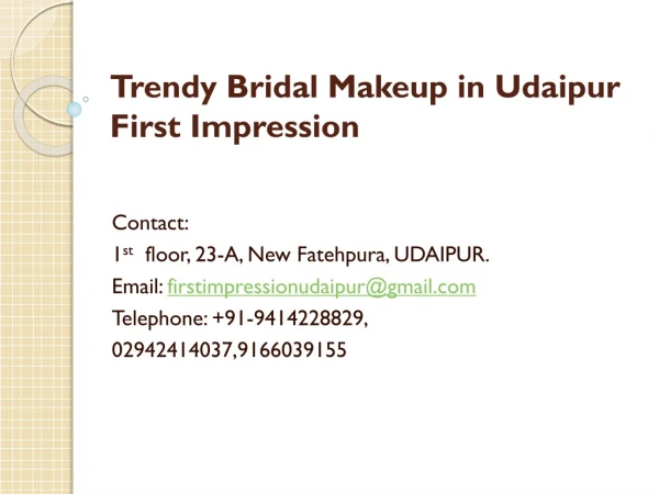Trendy bridal makeup in udaipur first impression