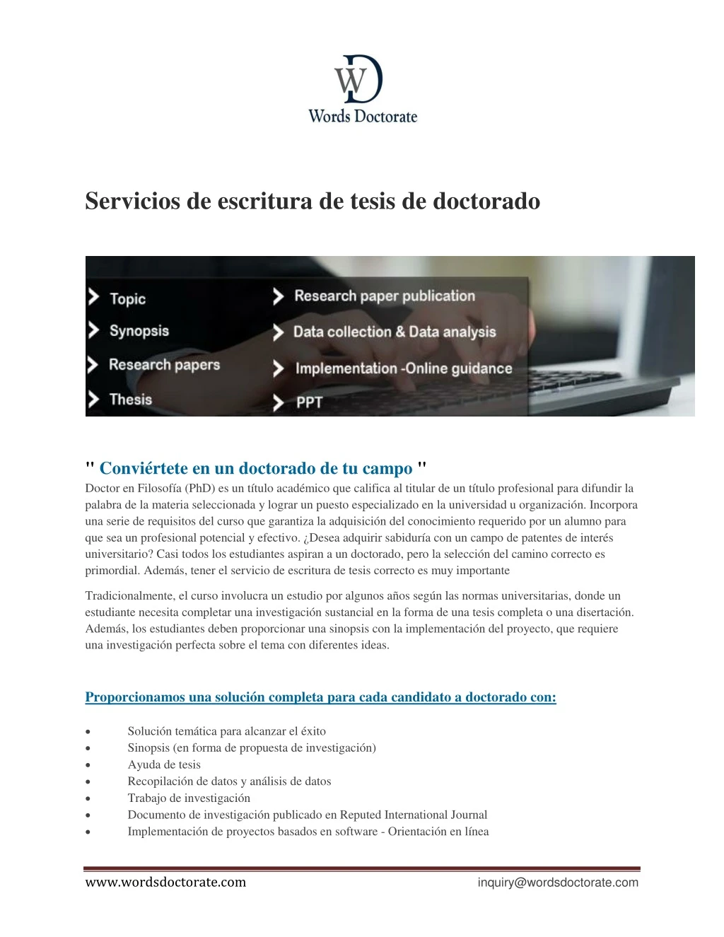 servicios de escritura de tesis de doctorado