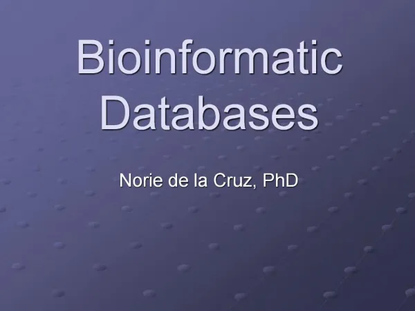 Bioinformatic Databases