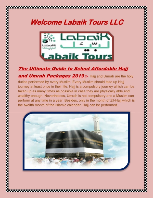 Pilgrimage to Mecca, Umrah Packages to Muslim - labaiktours.com