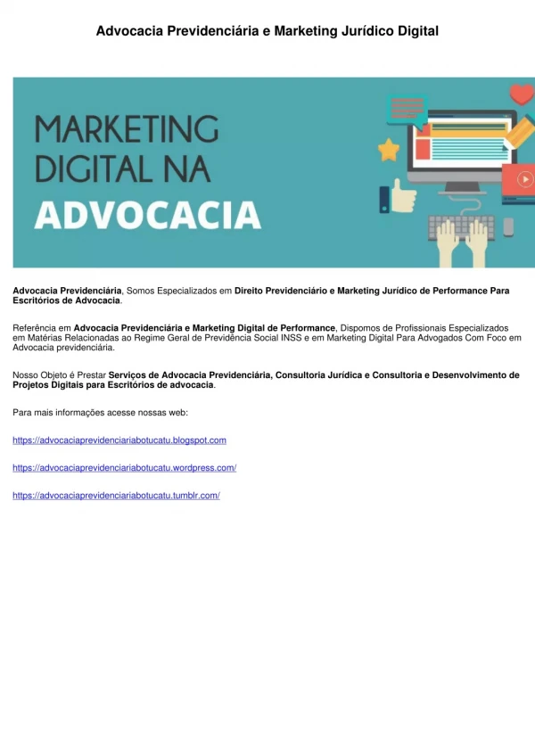 Advocacia Previdenciária e Marketing Jurídico Digital
