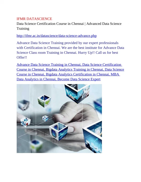 Data Science Certification Course in Chennai | Advanced Data Science Training