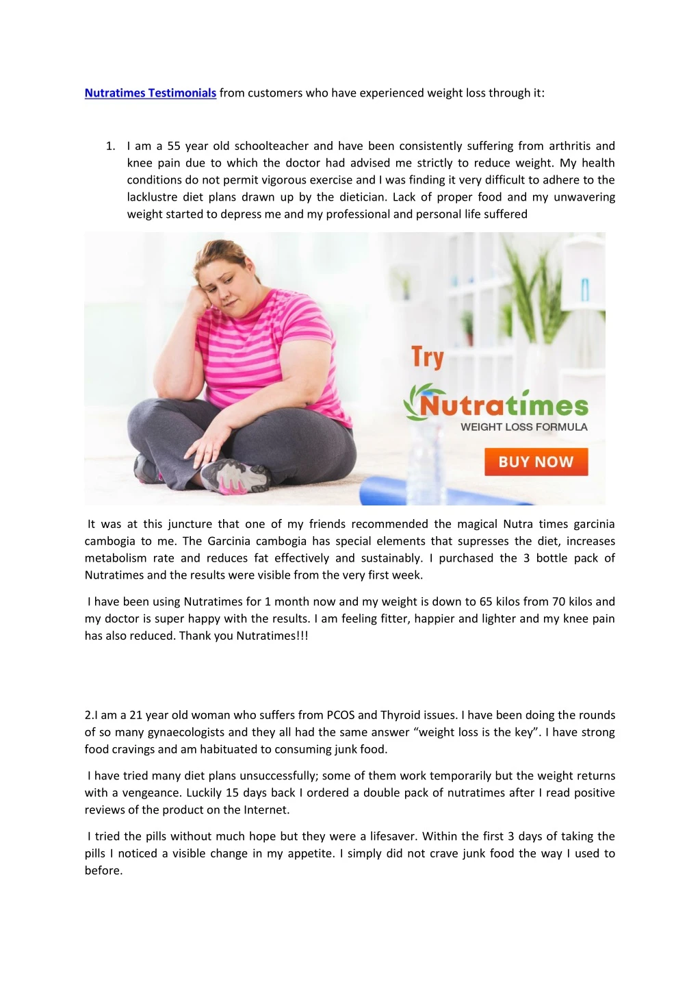 nutratimes testimonials from customers who have
