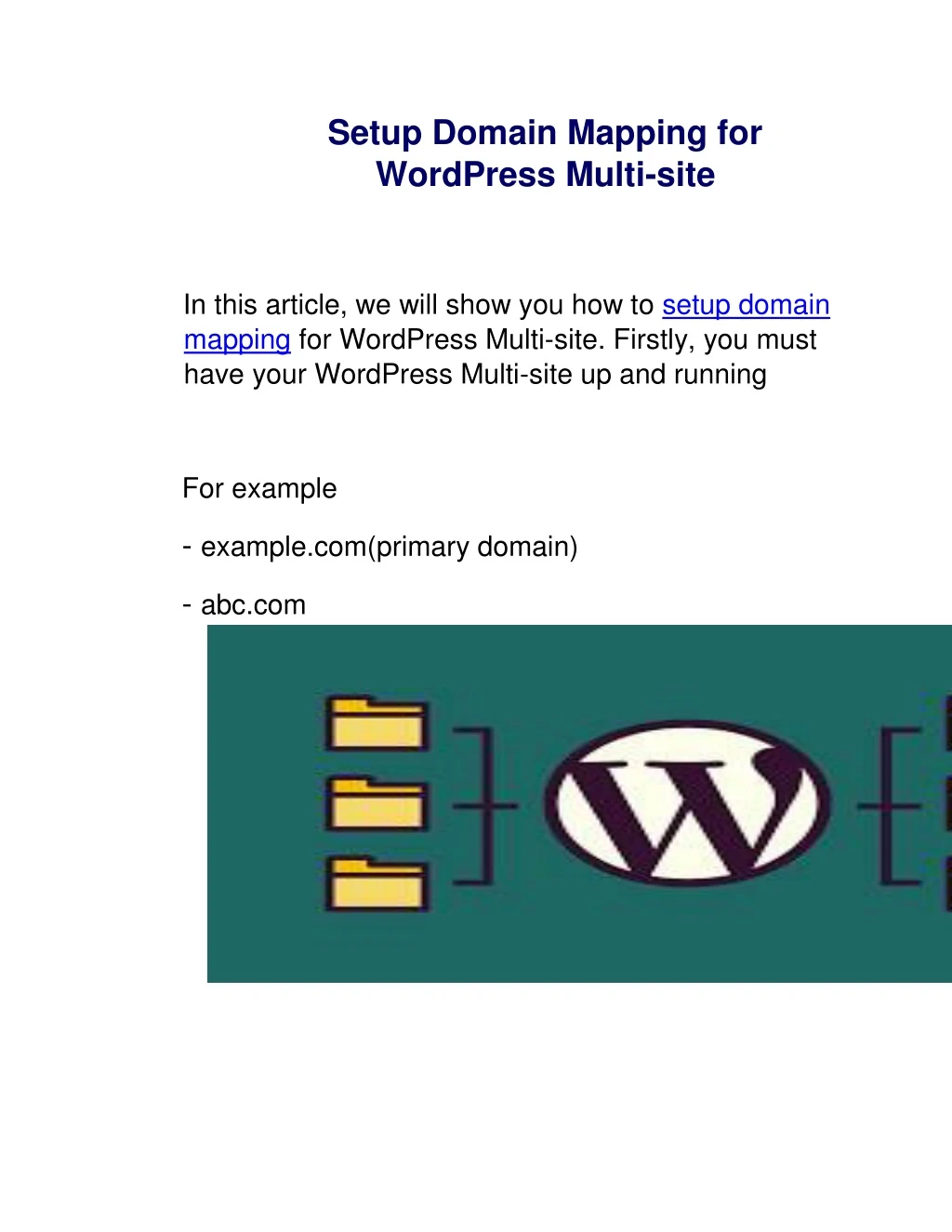 setup domain mapping for wordpress multi site