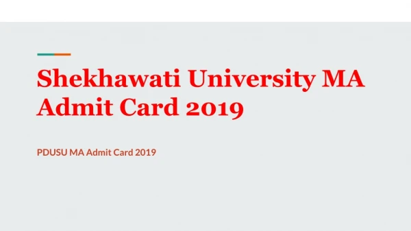 Shekhawati University MA Admit Card 2019