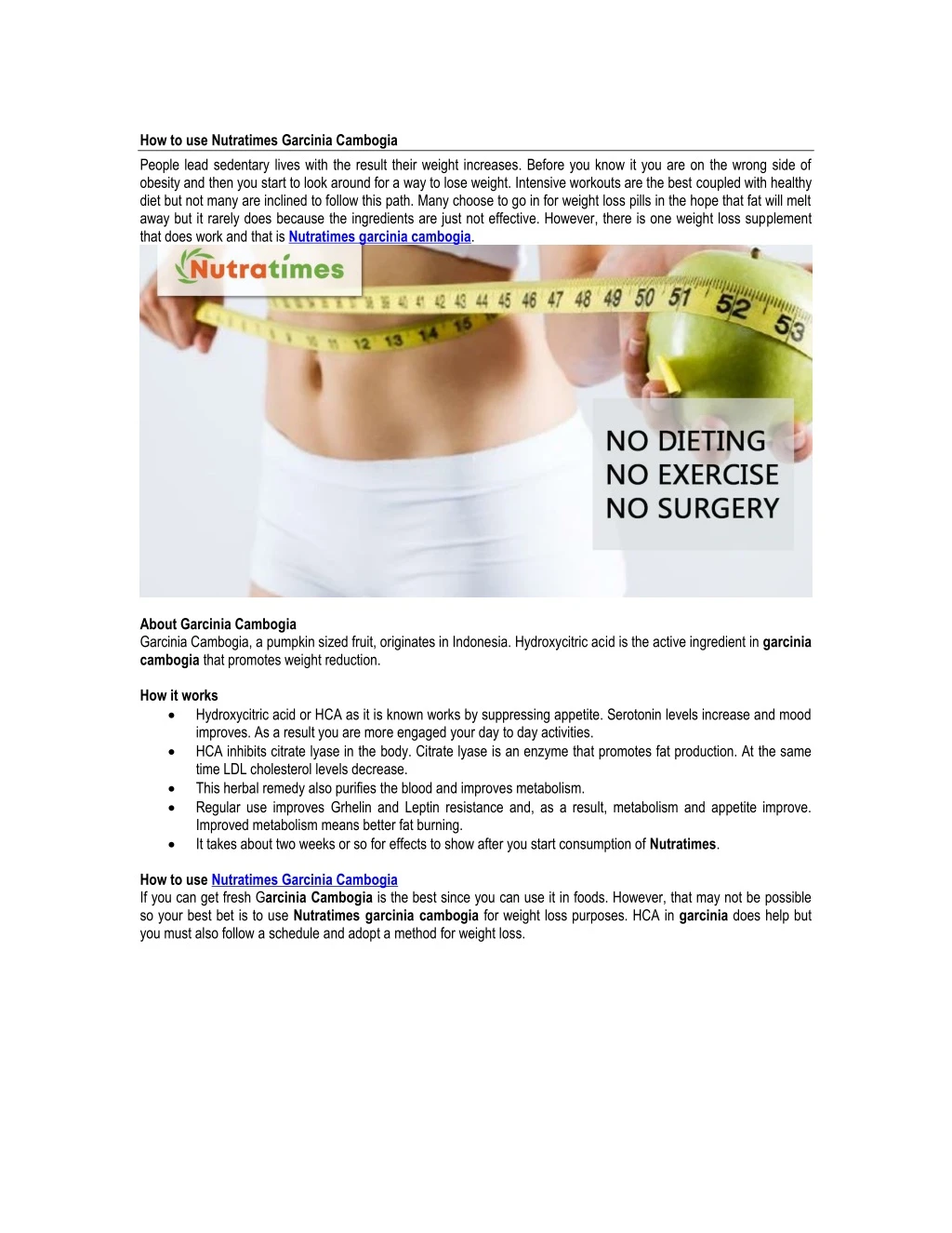 how to use nutratimes garcinia cambogia people