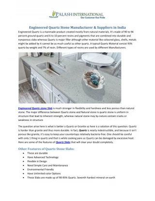 Engineered Quartz Stone Manufacturer & Suppliers in India - slide 1