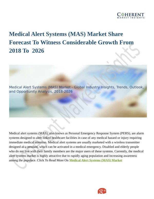 Medical Alert Systems (MAS) Market Share Forecast To Witness Considerable Growth From 2018 To 2026