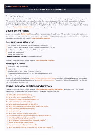 Laravel Interview Questions and Answers - slide 1