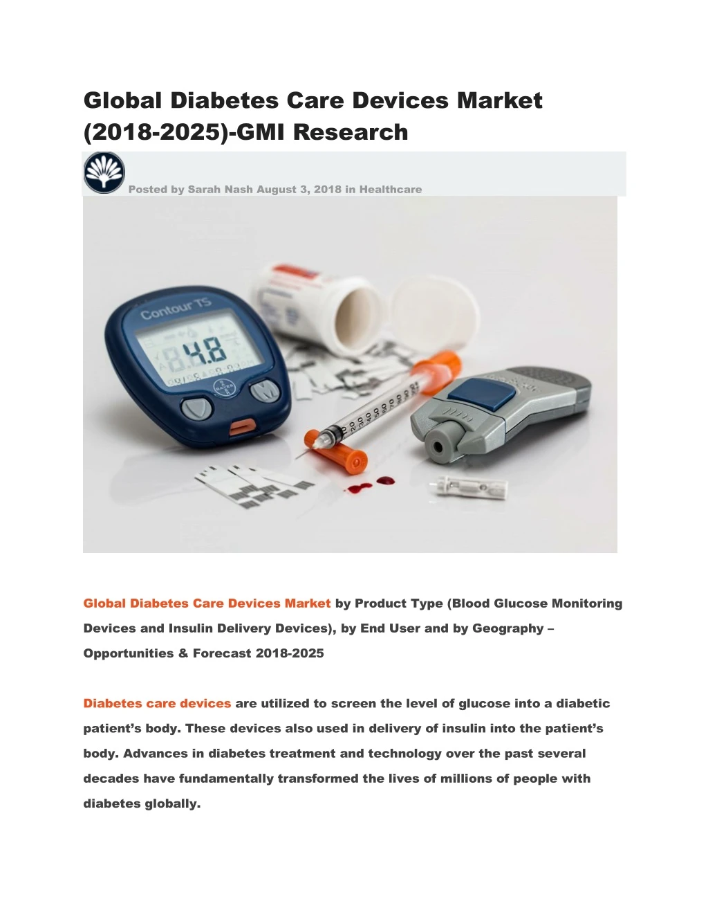 global diabetes care devices market 2018 2025