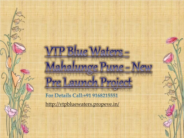 VTP Blue Waters - Mahalunge Pune - New Pre Launch Project