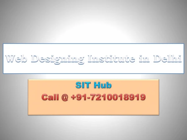 Web Designing Course in Uttam Nagar | SIT Hub