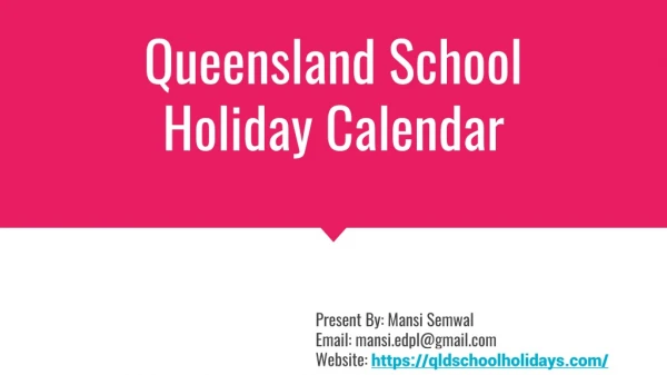 QLD School Holiday Calendar