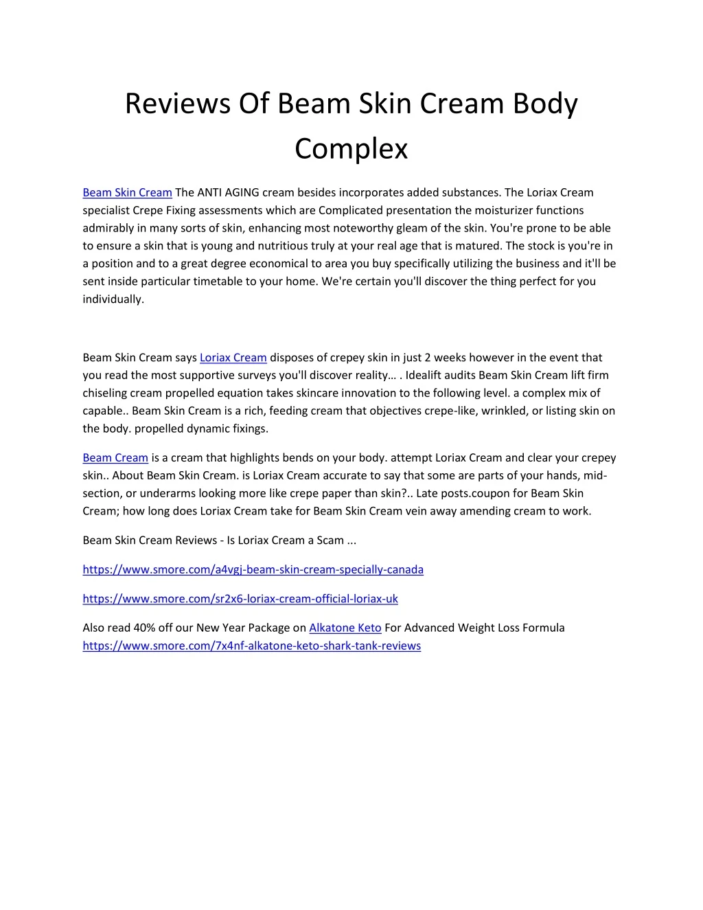 reviews of beam skin cream body complex