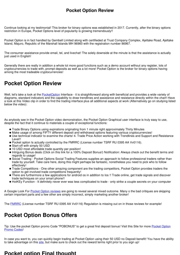 Pocket Option Review