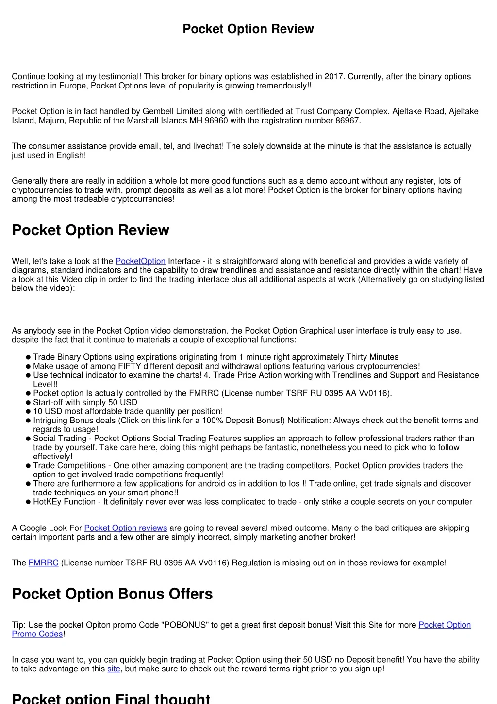 pocket option review