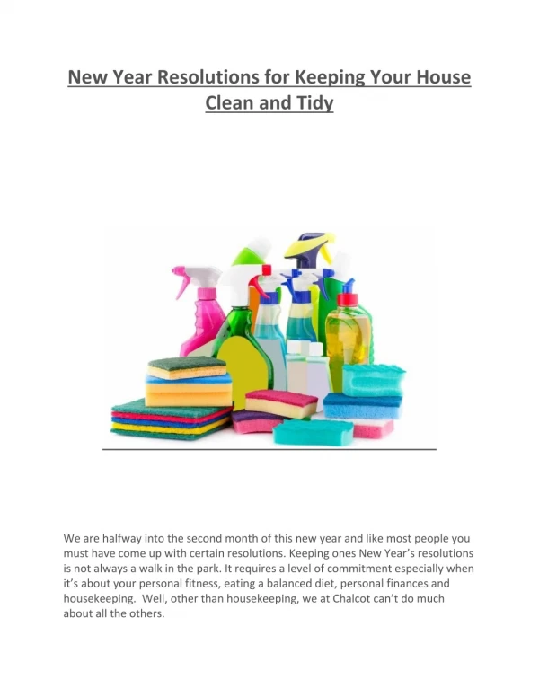 New Year Resolutions for Keeping Your House Clean and Tidy