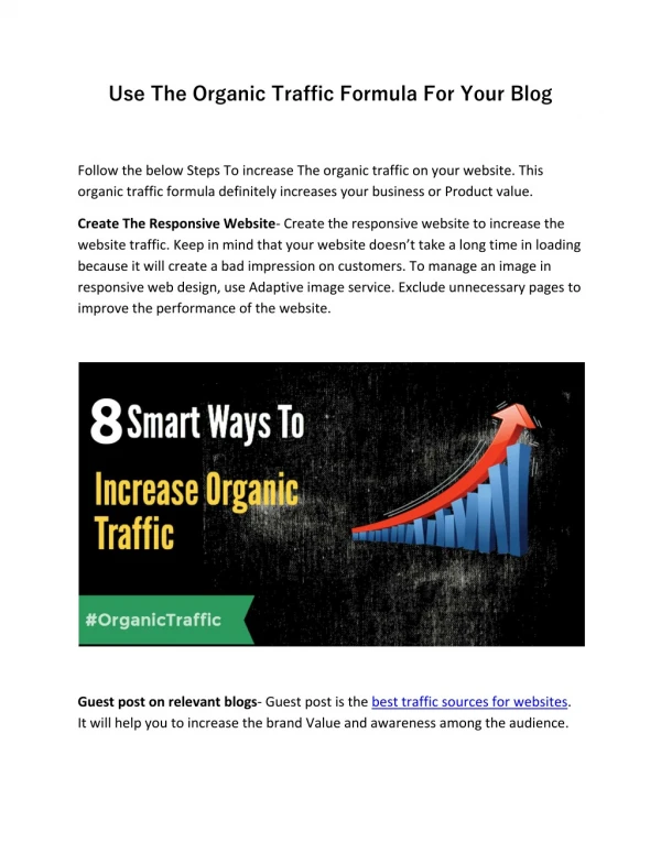 Use The Organic Traffic Formula to improve website Traffic