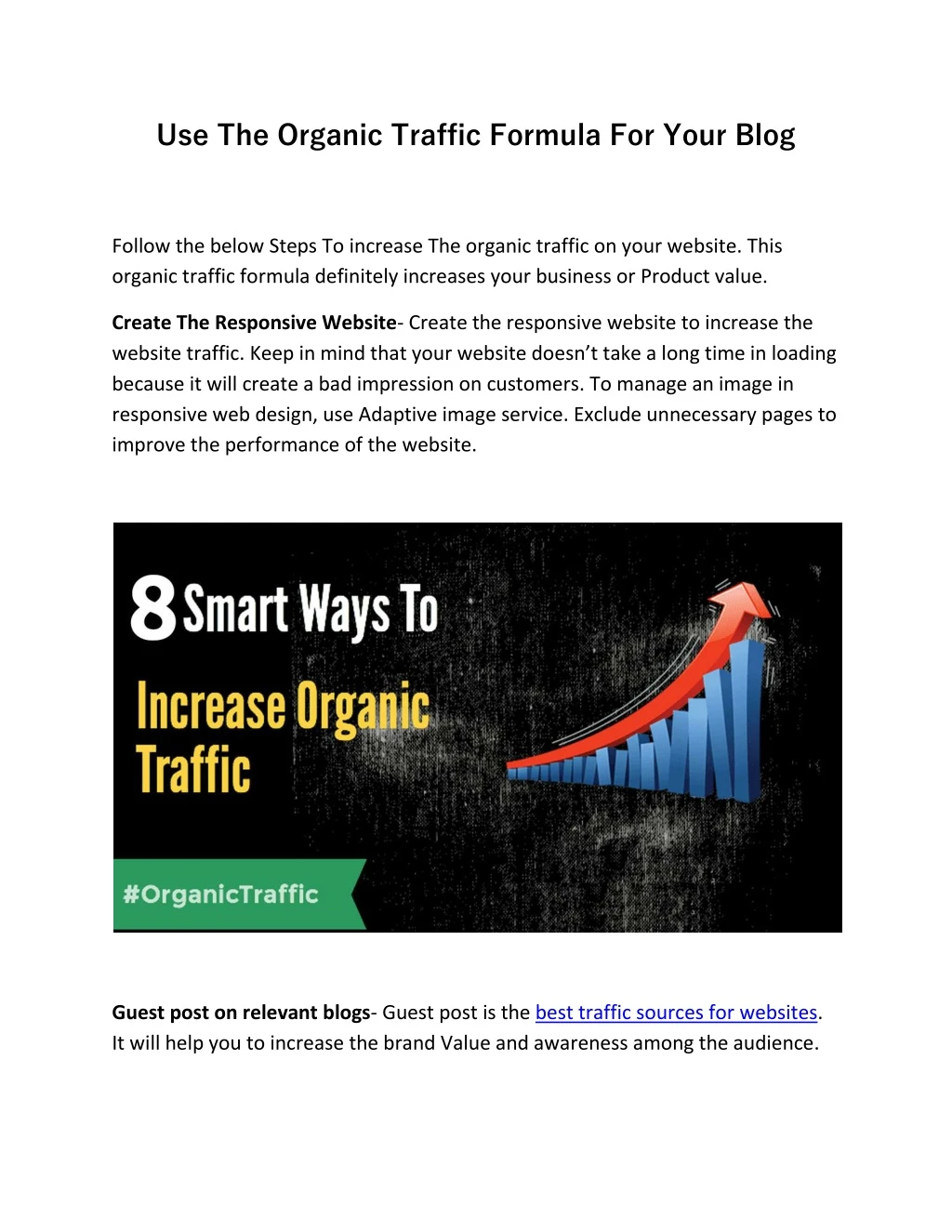 use the organic traffic formula for your blog