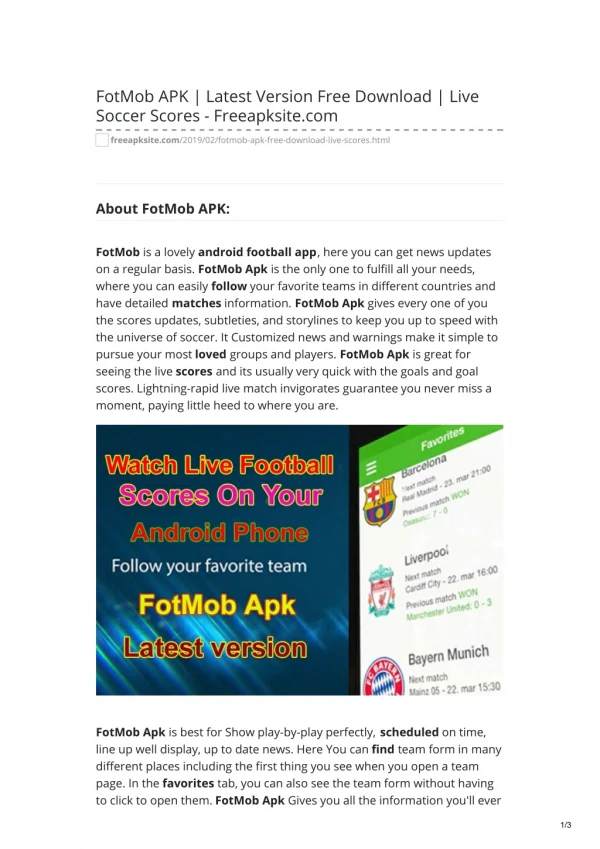 FotMob APK Latest Version Free Download Live Soccer Scores - Freeapksitecom