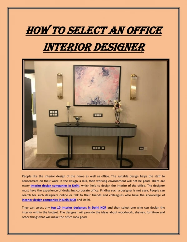 How to Select an Office Interior Designer