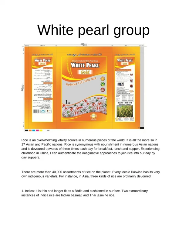 White Pearl Group | Best Import & Export Rice Pakistan