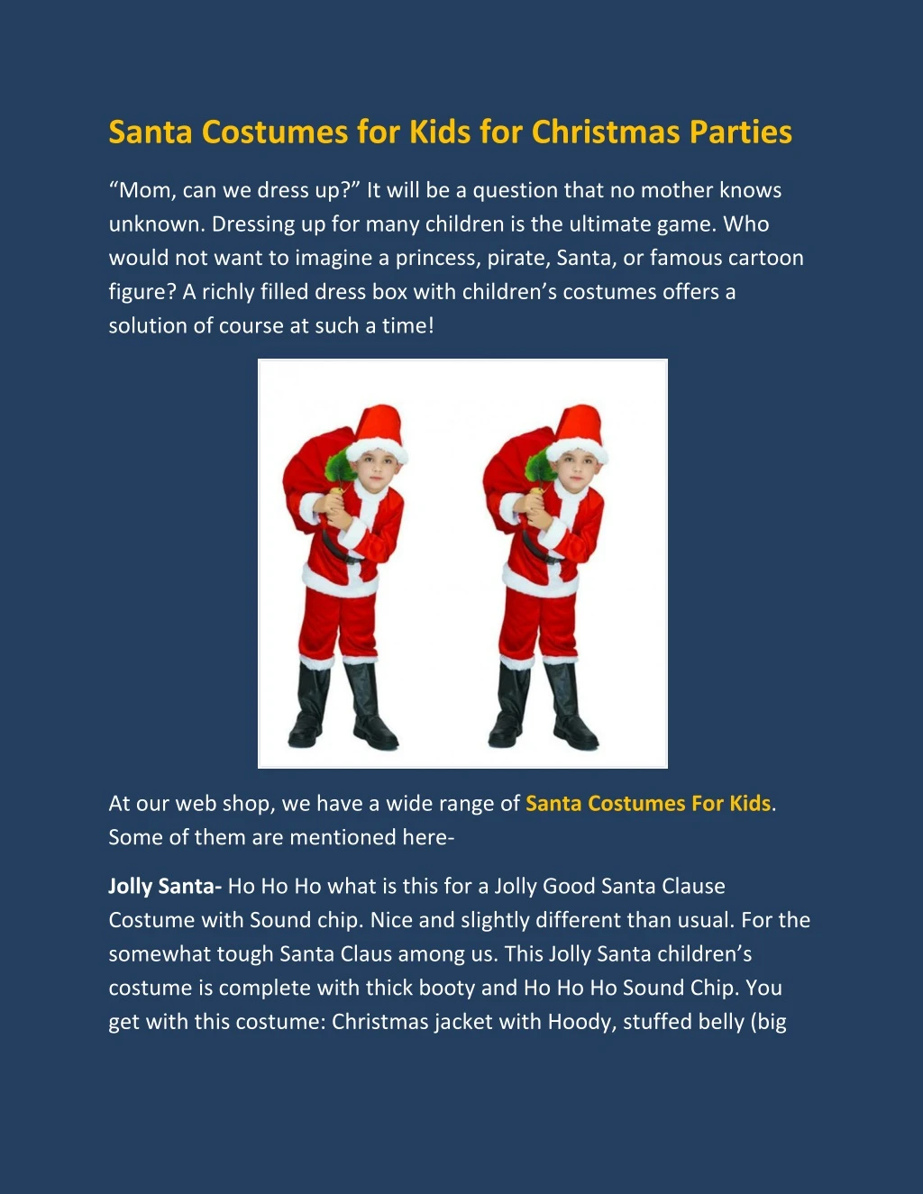 santa costumes for kids for christmas parties