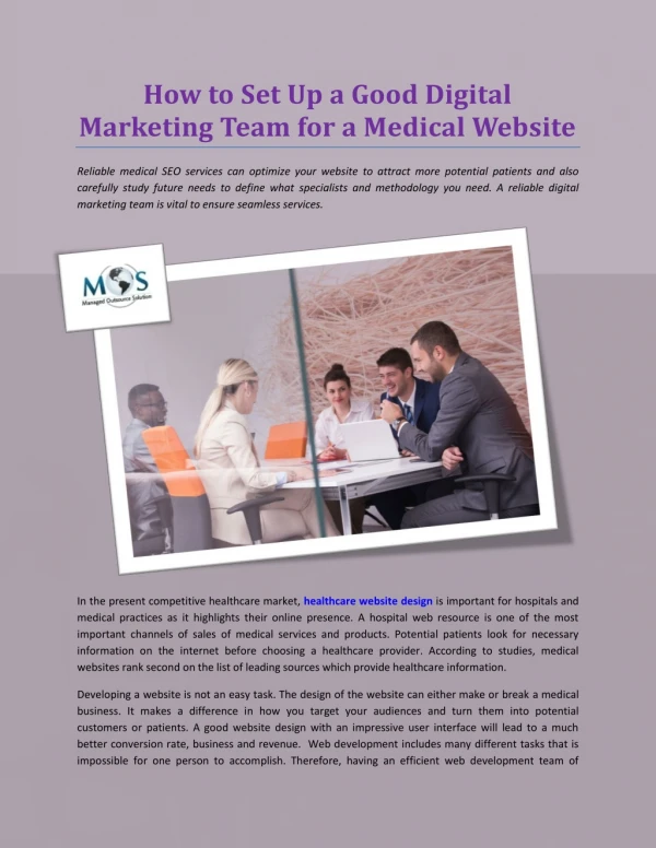 How to Set Up a Good Digital Marketing Team for a Medical Website