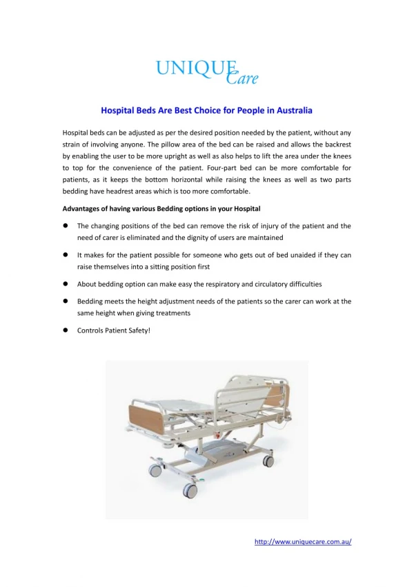 Hospital Beds Are Best Choice for People in Australia