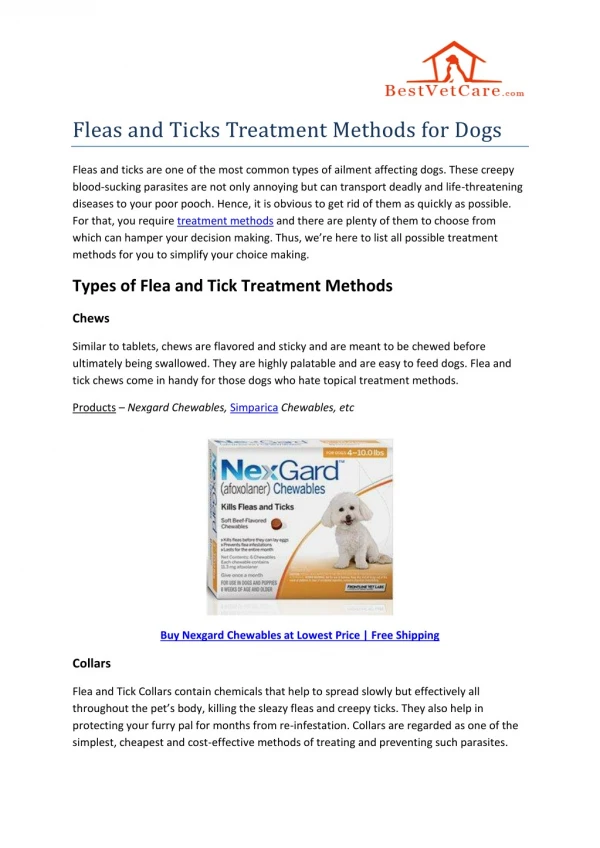Fleas and Ticks Treatment Methods for Dogs