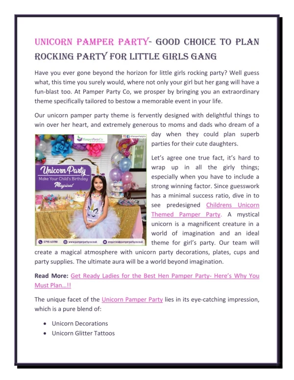 Pamper PartyCo- Good Choice to Plan Rocking Party for Little Girls Gang